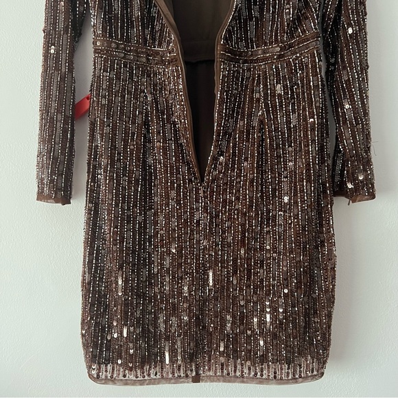NWT Mac Duggal 93625 Long Sleeve Sequin Mini Dress - Picture 9 of 17